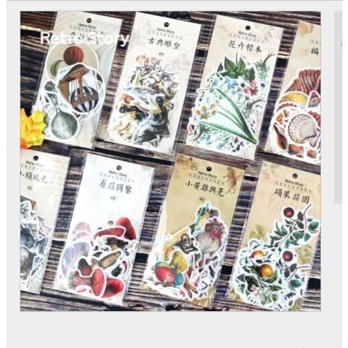 45pcs/pack Retro Mushroom plants illustrated handbook European building Decorative planner DIY Journal Scrapbooking Stickers