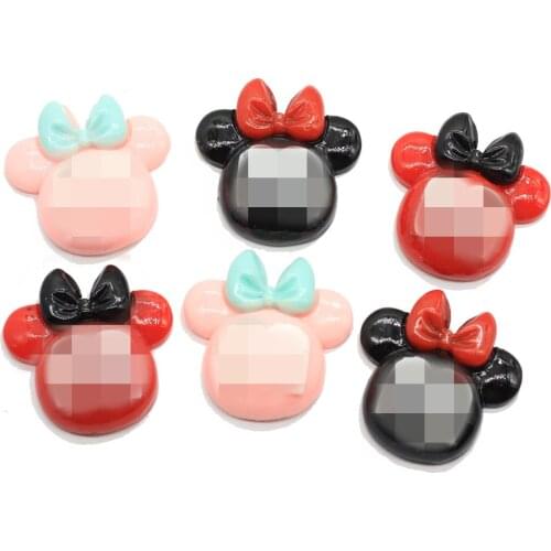 50/100pcs Kawaii Resin mouse head Flatback Cabochon DIY hairpin hair bow Accessories DIY Scrapbooking Craft Making