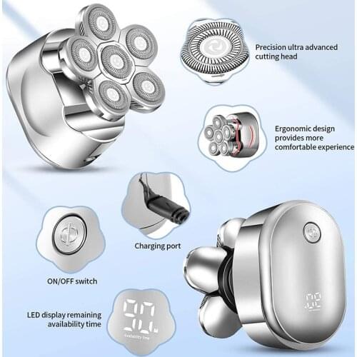 6 Blades Digital Display Rechargeable Electric Shaver Hair Beard Trimmer Men Electric Razor Wet Dry Facial Body Shaving Machine