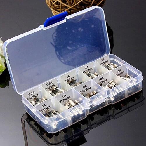 80% Hot Sale 100Pcs 5x20mm Fast Blow 0.2A-15A Auto Car Truck Glass Tube Fuses Assorted Kit