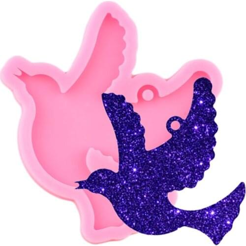 Shiny Glossy Dove Silicone Mold Necklace Charms Making Jewelry Molds Fashion Jewelry Epoxy Craft Keychain Mould