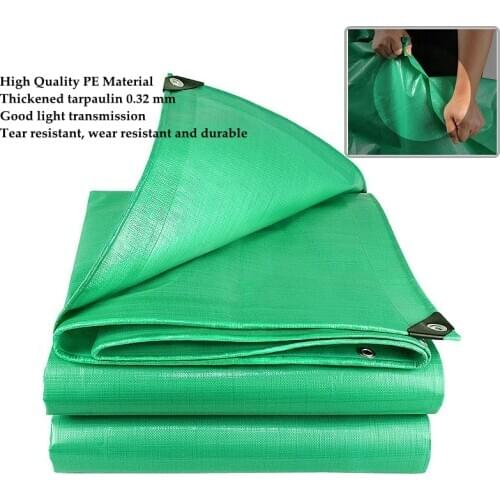 Big Size 10x10m PE Shading Tarpaulin Green Lightweight Tarp Boat Truck Canopy Rainproof Cloth Sunshade Tarp Ground Pool Canvas