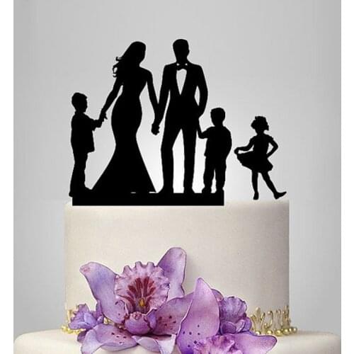 Black Acrylic Cake Topper Bride Groom Mr Mrs Cake Toppers Wedding Anniversary Cake Decoration Mariage Party Supplies Favors