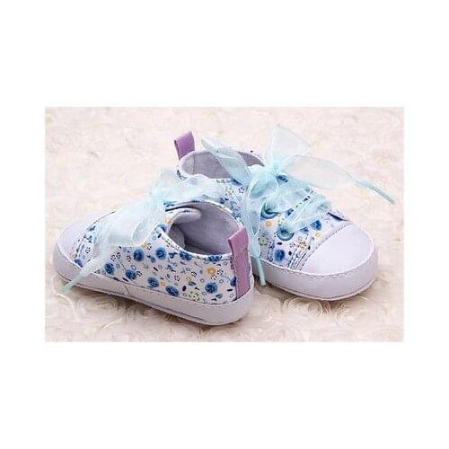 Citgeett First Walkers Infant Toddler Kids Girl Floral Soft Soled Crib Lace Up Shoes ER Walking Sneaker