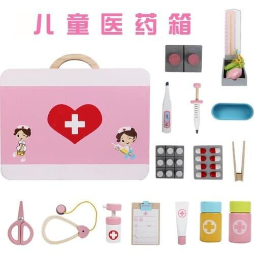 Children Doctor Toy Set Boys And Girls Play House Wooden Simulation Medicine Box Baby Stethoscope Injection Tool