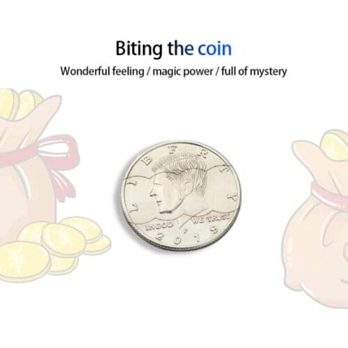 Two Fold Three Fold Bite Coin Dollars Close-Up Street Tricks Prop Bite Coin And Bite Currency Restore Half Illusion Toys