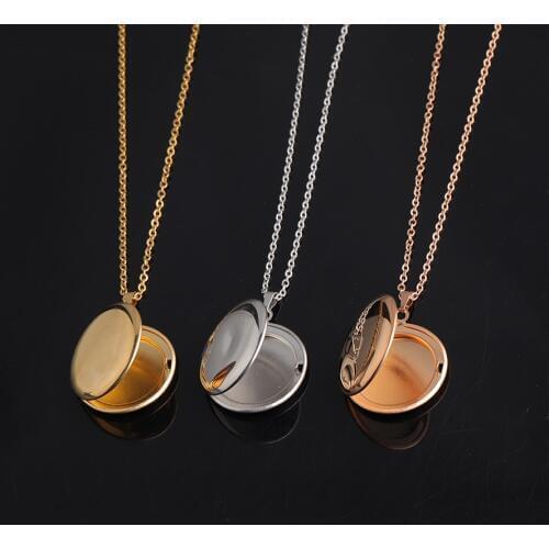 Fnixtar Mirror Polish Stainless Steel DIY Round Photo Picture Frame Locket Pendant Necklace 10pieces/lot