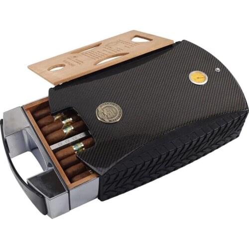 JIFENG Cedar Wood Humidor W/Lock Humidifier Hygrometer Cigar Cigarette Case Holder Box Fit COHIBA Cigars Tobacco Storage Box