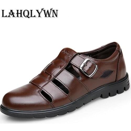Classic Men Sandals High Quality Genuine Leather Sandals Men Outdoor Casual Shoes Breathable Fisherman Shoes H599
