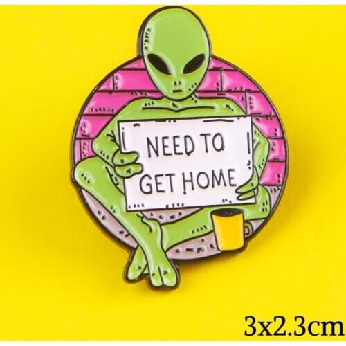 DIY Alien Collection Metal Pin UFO Planet Flower Cartoon Alien Brooches Space Universe Cosmic Life Badges Jewelry Pin Wholesale