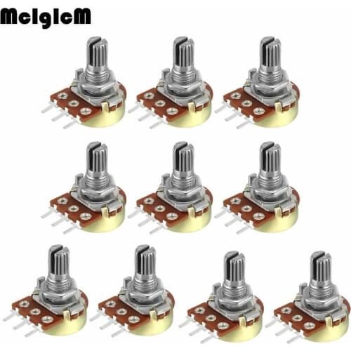 10PCS WH148 Linear Potentiometer Kit Single Joint B1K 2K 5K 10K 20K 50K 100K 250K 500K 1M ohm 3Pin 15mm Shaft With Nut And Washe
