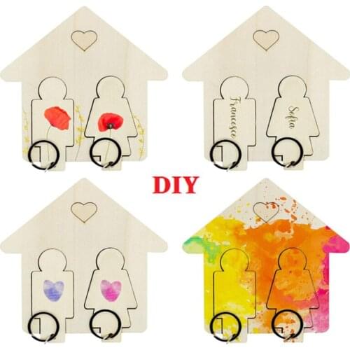 Creative Solid Wooden Key Holder DIY Wall Hanging Wood House Shape Wall Hanging Car Keys Wall Decoration Valentines Day Gift