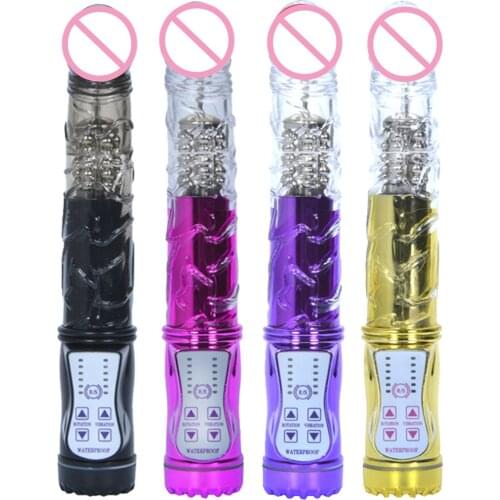 Rabbit Vibrator Realistic Dildo Penis Vibrator Clitoris Stimulat Massager Transparent Rotating Beads Female Sex Toys For Women