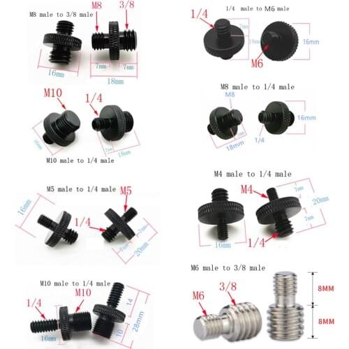 M4 M5 M6 M8 M10 to 1/4 or 3/8 male to male Screw Mount Adapter for camera tripod camera photography accessories