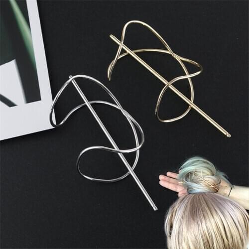 Metal Hair Stick 2020 New Boho Hair Pins Clips Gold Color X Shaped Bun Holder Vintage Bun Cage Fashion Hair Stylinig Tools Gift