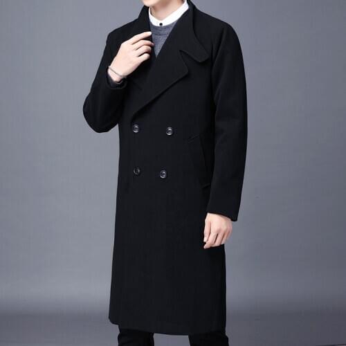 Men British Style Double Breasted Trench top Coat Mens Long trench Coat male Clothing Classic Business casual trench coat