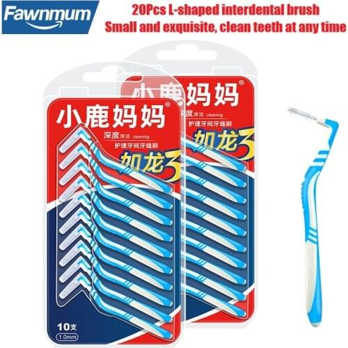 Fawnmum 20Pcs Orthodontic Set Dental Supplies 0.6-1.0mm Interdental Brush for Cleaning Interdental Spaces Oral Hygiene Beauty