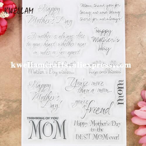 Words Happy Mothers Day Best Mom Scrapbook photo cards rubber stamp clear stamp transparent stamp KW9060421