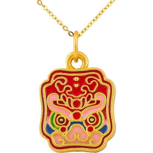 New 24K Yellow Gold Pendant Women 3D 999 Gold Tiger Necklace Pendant