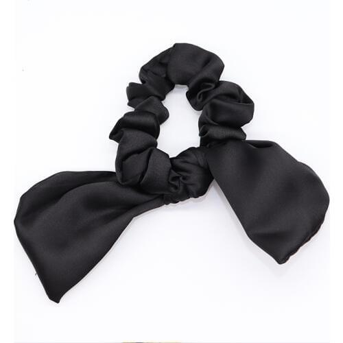 New arrival Fashion women black slik bow hair Scrunchies girls cute Accessories vintage Ponytail Holder