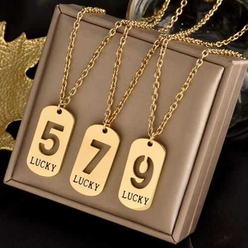 Titanium steel lucky number necklace female tide INS cold wind niche design new simple all-match temperament sweater chain