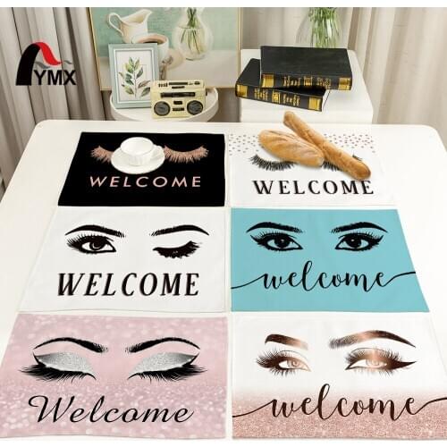 FYMX Eye Placemat Charm Eye Makeup Eyelashes Welcome Character Placemats Holiday Party Desktop Decoration