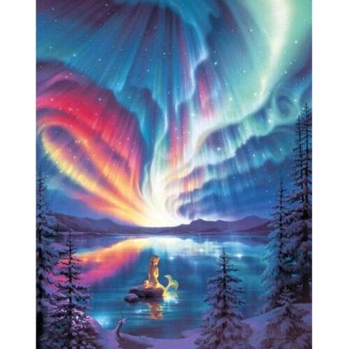 Full Square Diamond Painting Northern Lights Diy Home Decoration Landscape 5d Diamond Painting Mosaic Crafts Gift