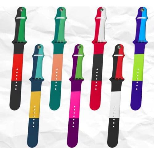 Newest Soft Silicone Sport Band for Apple Watch Series 6 SE 5 4 3 2 Black Unity Watchband for iWatch 38MM 42MM 40MM 44MM Strap