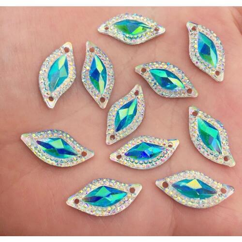 DIY 50PCS AB Resin Special-shaped Flatback Crystal Rhinestone 2 Hole Ornaments Jewelry Making Supplies F495