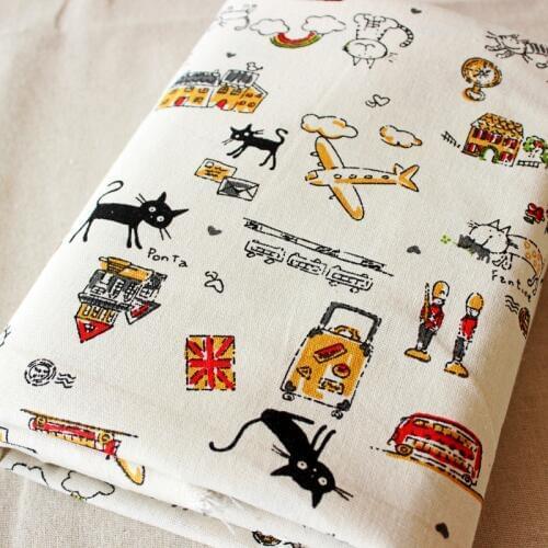 50x150cm Cotton Cat Airplane Fabric Cloth DIY Handmade Sewing Patchwork Sofa Pillow Cover Curtain Tablecloth Doll Wallet Bag