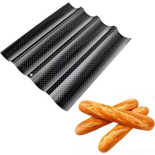 Carbon Steel 4 Groove 2 Groove Wave French Bread Baking Tray For Baguette Bake Mold Pan 3 Color