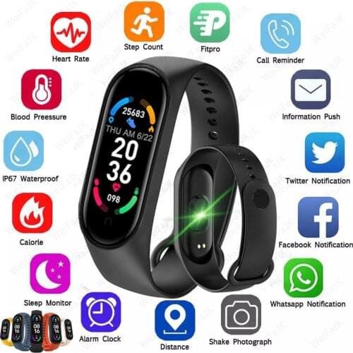2021 Global Version M6 Band Smart Watch Men Womens Smartwatch Fitness Sports Bracelet Smartband For Apple Huawei Xiaomi Watches