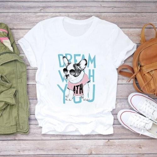 2021 Summer Clother for Women Kawaii Animals Printing Harajuku Blouses O-neck Short-sleeved T-shirt White Top Womens Clothing