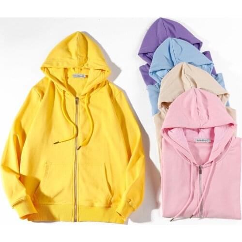 Women sweatshirt female loose hooded zipper jacket thin section 2019 Spring and Autumn new large size casual jacket