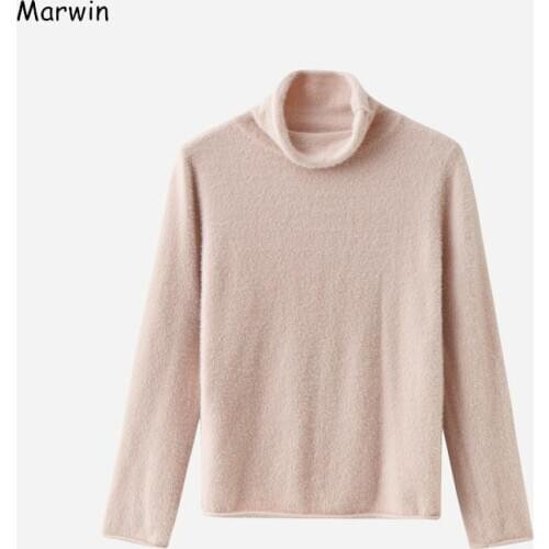 Marwin 2020 New-Coming Autumn Winter Turn-Down Collar Solid Women Pullovers High Street Style Warm Soft Female Sweaters