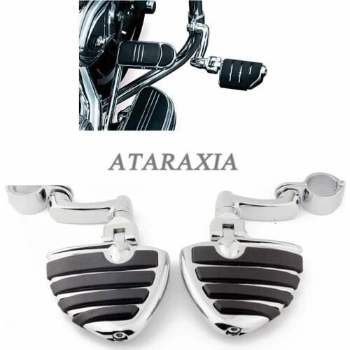 1 Pair Motorcycle Chrome Foot Pegs Footrest Clamp Mount Footrests Crash Bars Guard CNC For Harley Sportster Dyna Chopper Bobber