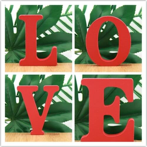 1pc 10X10CM Red Wooden Art Craft Free Standing Wedding Heart Home Decor English Letters Alphabet Word Personalised Name Design
