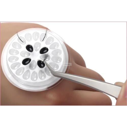 10pcs plastic eyelash glue holder with sticker tape eyelashes tray Eye lash Extension Gasket Adhesive Pallet makeup tools