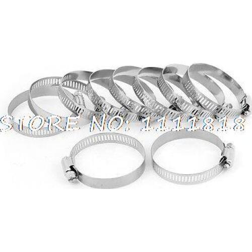 Cut Out Design Adjustable Stainless Steel 38-57mm Worm Gear Hose Clamp 10PCS
