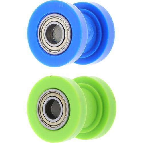 2PCS 10mm Idler Pulley Blue Chain Tensioner Roller for Motorcycle Blue+Green