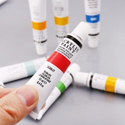 24 Colors Acrylic Paints Set 12ml Tubes Drawing Painting Pigment Hand-painted Wall Paint for artist DIY M17F