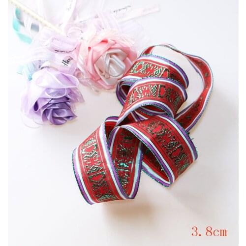 5-yard 3.8cm color edge lattice with iron ribbon DIY gift wrapping ribbon