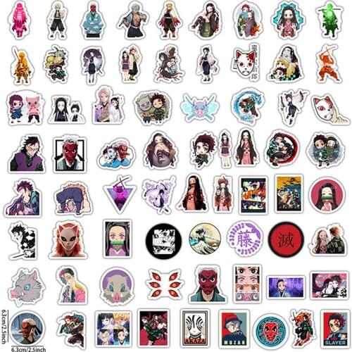 50/70pcs Anime Demon Slayer Kimetsu No Yaiba Sticker Waterproof PVC Skateboard Luggage Motorcycle Guitar Kid Boy Vsco Sticker F3