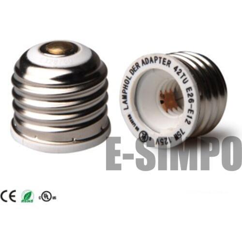 6pcs E26 to E12 Adapter E26 Medium screw to chandelier LED Lamp Base Converter UL Approval Screw Base Reducer