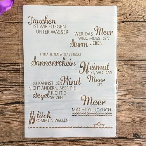 A4 English inspirational blessings wall stencil, scrapbook, embossing album, decorative, paper card template drawing stencils