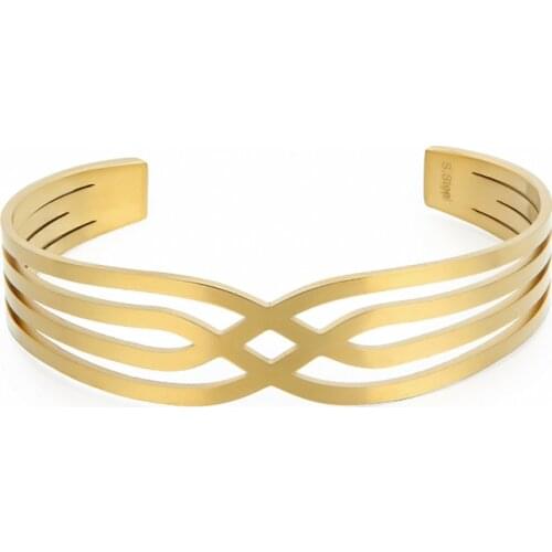 Stainless Steel Cuff Bangles On Hand Exquisite Geometry Bracelets For Women Wrist Trinket Party Gift Fashion Jewelry Accessories