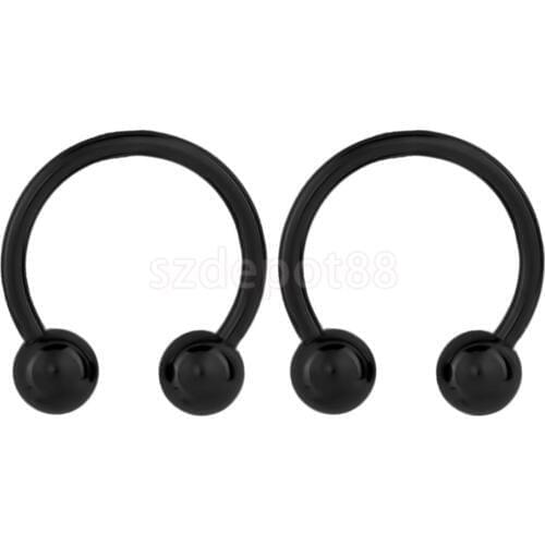 Stainless Steel Horseshoe Ball Septum Lip Nose Ear Barbell Rings Black