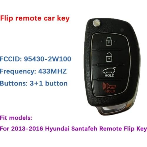CN020111 Original 4 Button 433Mhz 2013-2016 Hyundai Santafeh Remote Flip Key 433Mhz FCCID 95430-2W100