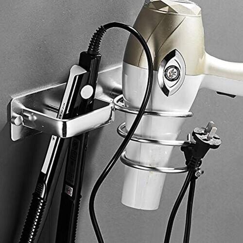 Hands Free Hair Dryer Holder Straightener Holder Stand Spiral Wall Mounted Hair Dryer Storage Organizer Bathroom Shelf Hanger
