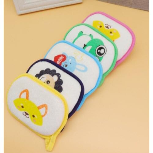 Baby Washclothe Cartoon Pattern Gently Clean Cotton Infant Shower Rubbing Towel Babies Supplies Cute Design Kid Bathing Brushes